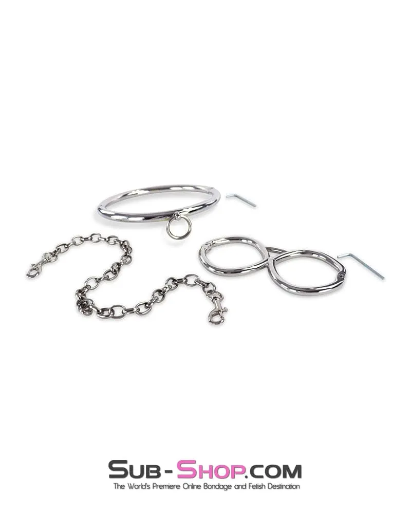 0243M   Hex Key Locking Steel Collar & Cuffs – Secure Metal Bondage System