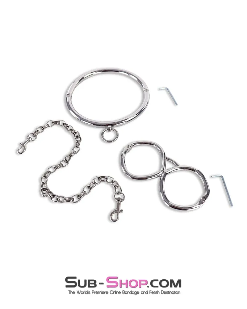 0243M   Hex Key Locking Steel Collar & Cuffs – Secure Metal Bondage System