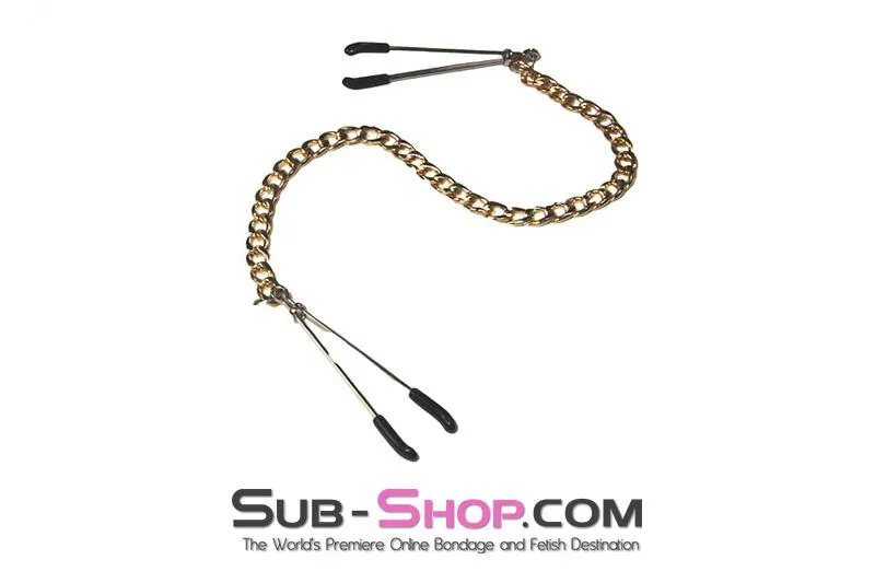 0452M      Gilded Nipples Tweezer Nipple Clamps with Gold Chain