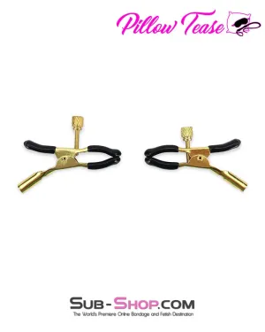 1548M      Black Rubber Tipped Adjustable Gold Nipple Clamps - MEGA Deal