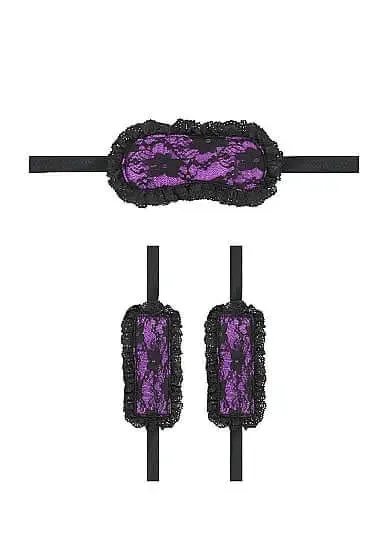 2-Piece Introductory Beginner Bondage Kit Purple and Black Lace