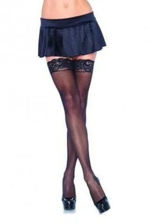 2245L-SIS      Sissy Mistress Beautiful Sissy Accessory Slave Nylon Sheer Black Thigh High Stockings