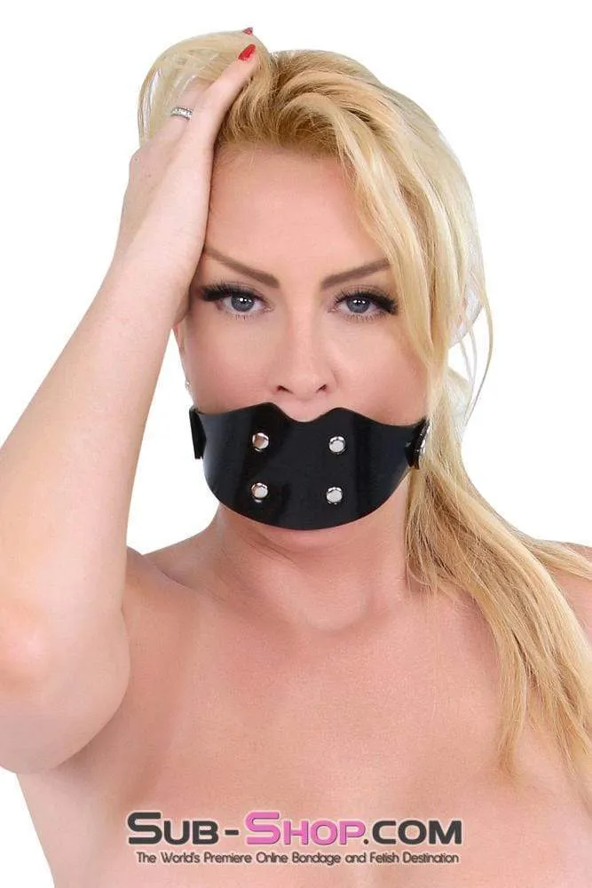 2441A-SIS      Pretty Domme Sissy Locking Rubber Penis Panel Gag. Small Rubber Penis Gag