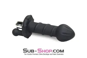 2552M      Black Silicone Twist Anal Dildo Vibrator with Rotation Handle - LAST CHANCE - Final Closeout!
