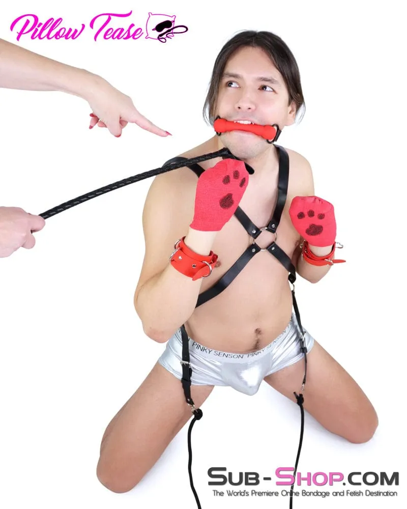 2720DL-SIS      Red Silicone Pony Play Sissy Bondage Bit Gag