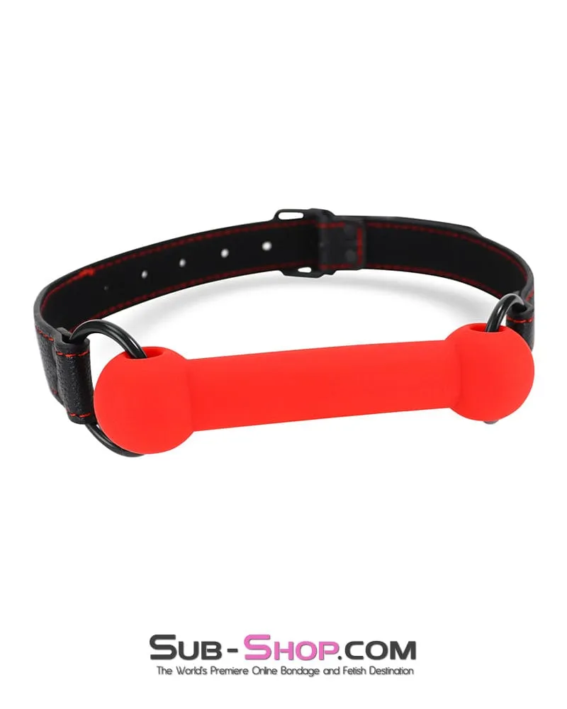 2720DL-SIS      Red Silicone Pony Play Sissy Bondage Bit Gag