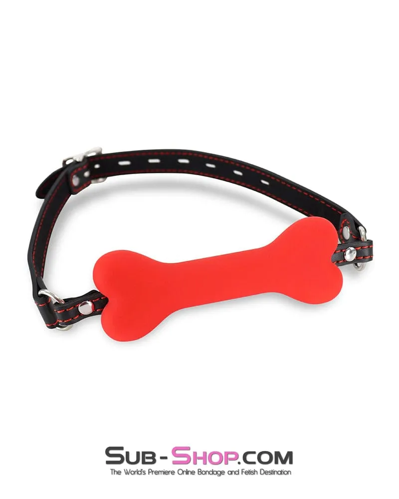 3436DL      Red Silicone Puppy Play Bone Gag