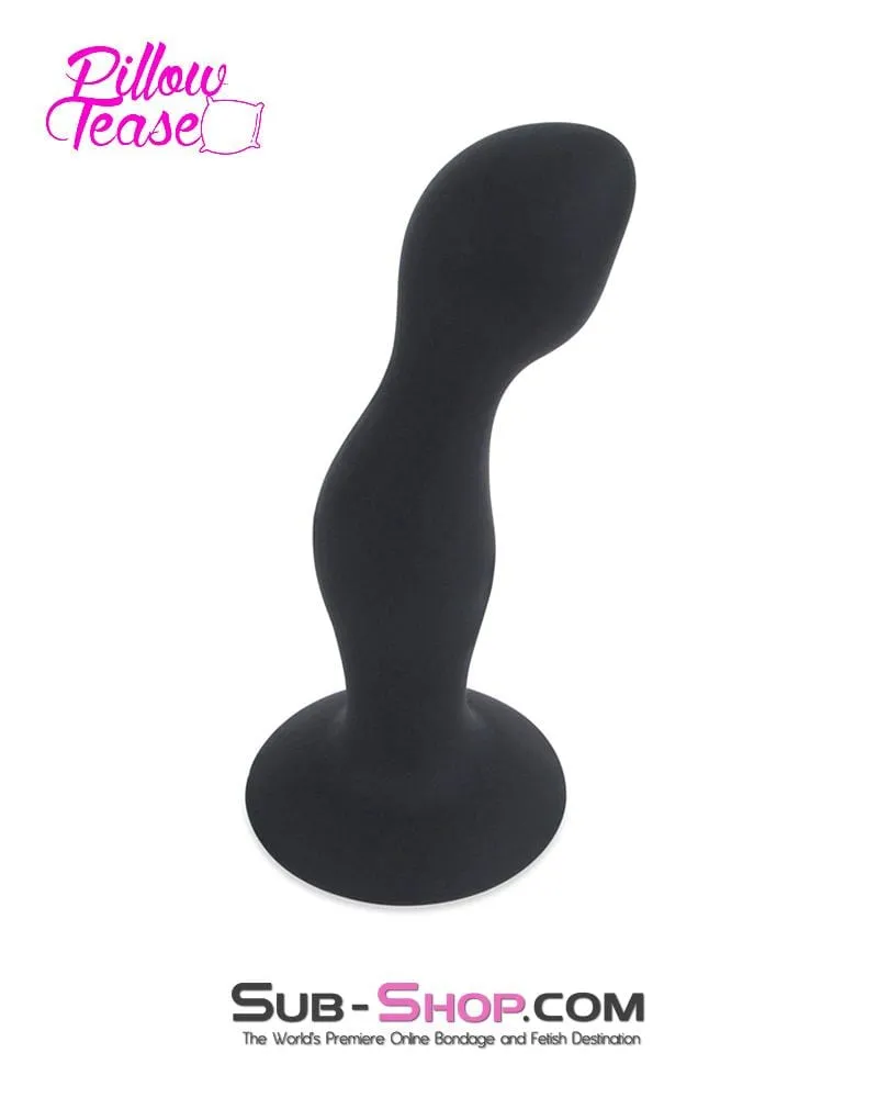 3437M-SIS      Sissy Doll 7 Black Silicone Dildo Plug with Rolling Vibro Balls Inside
