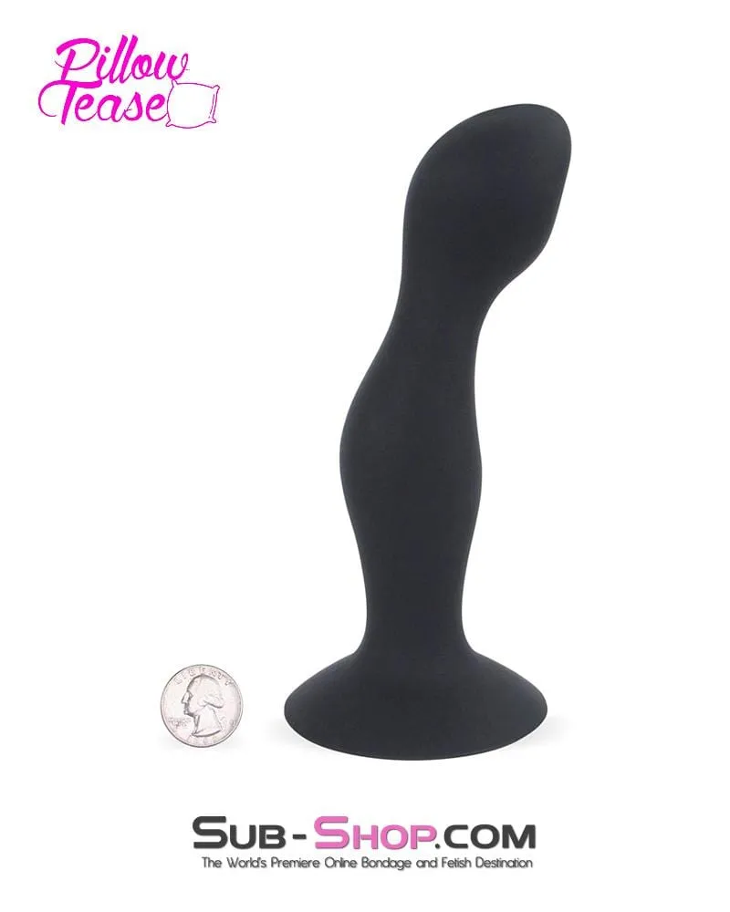 3437M-SIS      Sissy Doll 7 Black Silicone Dildo Plug with Rolling Vibro Balls Inside