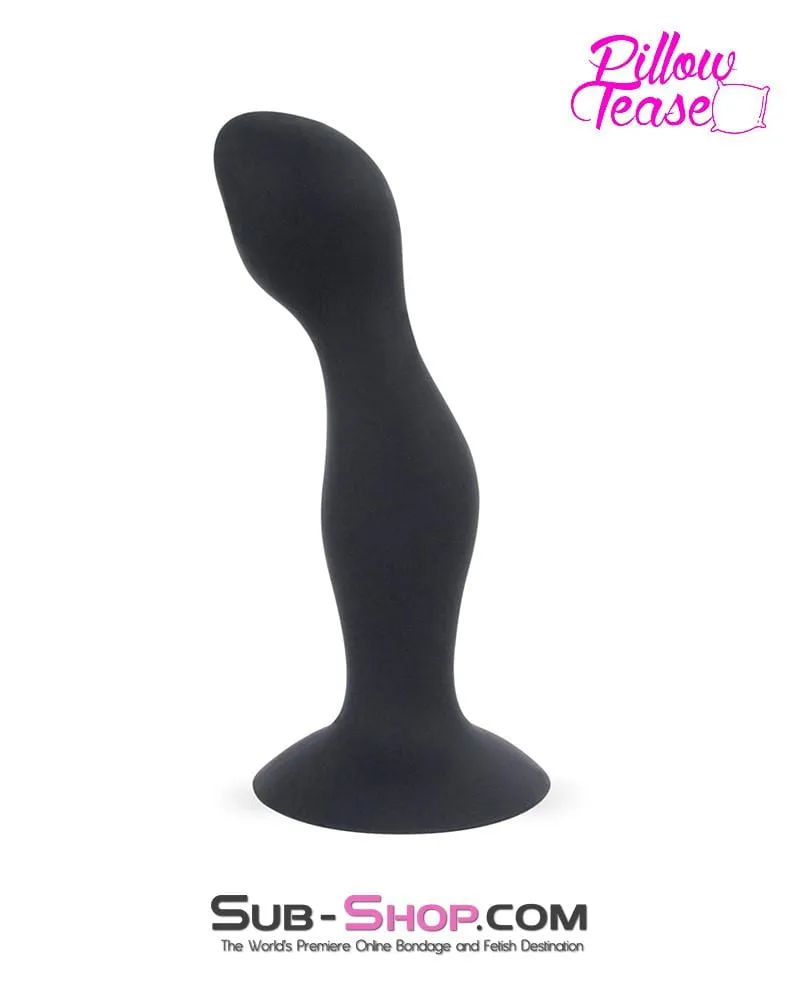 3437M-SIS      Sissy Doll 7 Black Silicone Dildo Plug with Rolling Vibro Balls Inside