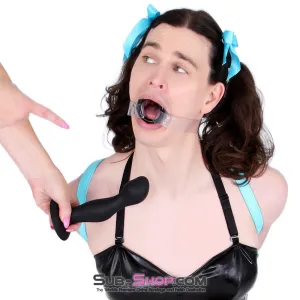 3437M-SIS      Sissy Doll 7 Black Silicone Dildo Plug with Rolling Vibro Balls Inside