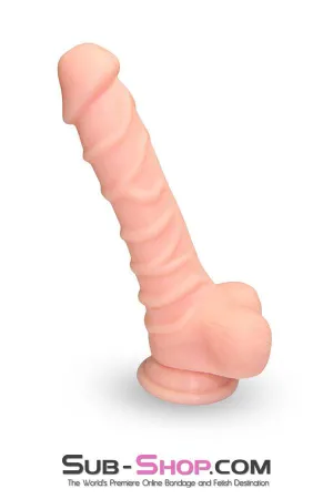 3747M      Nearly 9 Realistic & Ribbed Suction Cup Dildo. Flesh