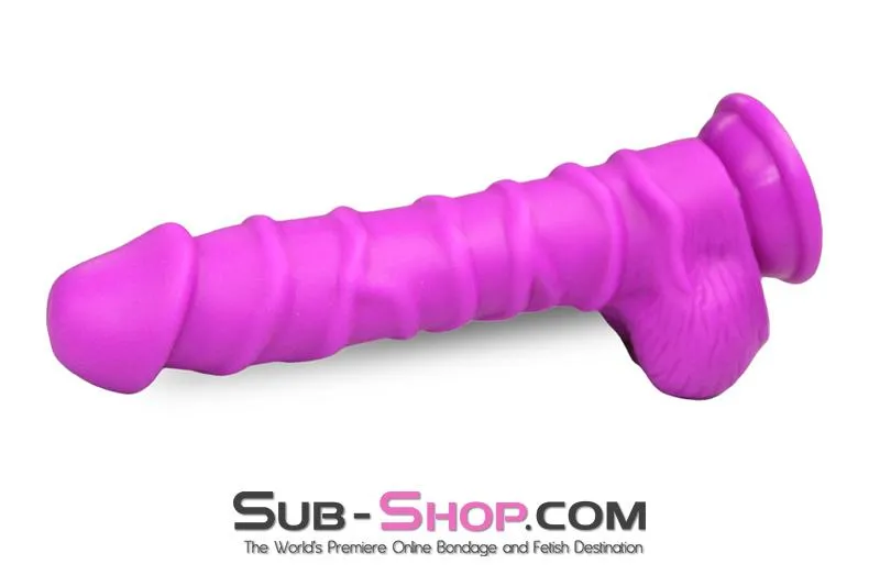3750M      Nearly 9 Realistic & Ribbed Suction Cup Dildo. Passion Purple