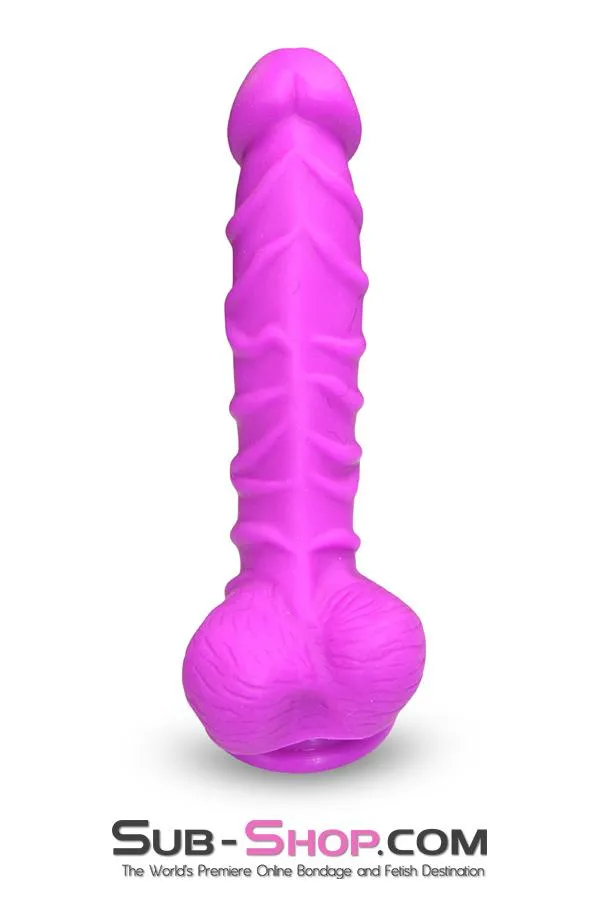 3750M      Nearly 9 Realistic & Ribbed Suction Cup Dildo. Passion Purple