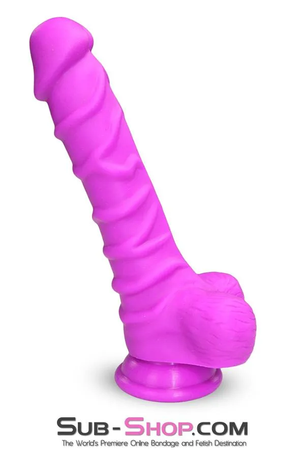 3750M      Nearly 9 Realistic & Ribbed Suction Cup Dildo. Passion Purple