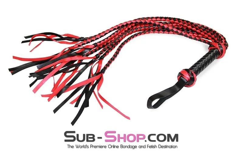 3760RS      30 Braided Multi-Tail Bullwhip Flogger. Red and Black