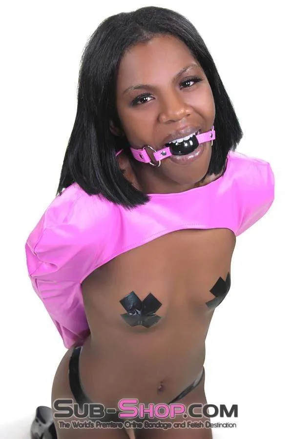 4739RS-SIS      Hot Pink Sissy Zippered Open Breast Armbinder Feminization Sissy Humiliation Top
