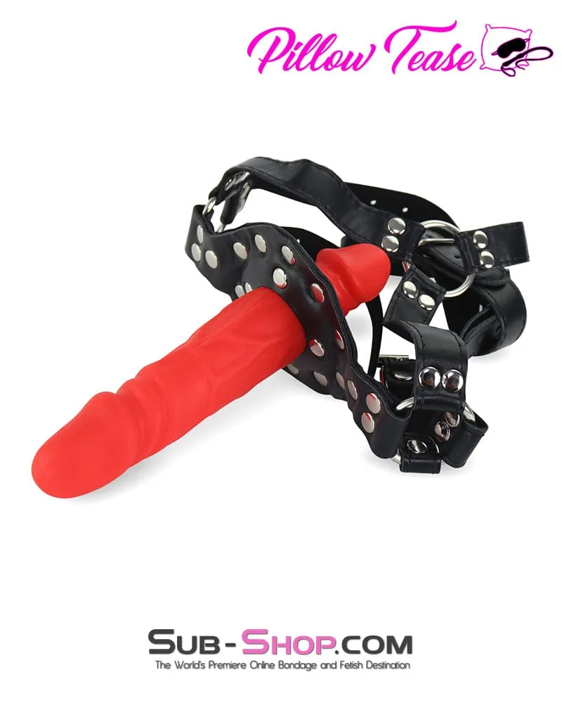 7334DL      Penis Gag Trainer with External Dildo. Red