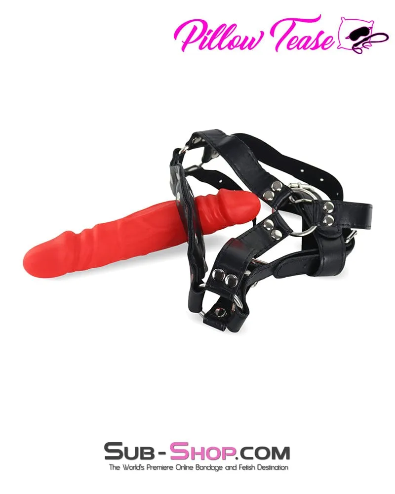 7334DL      Penis Gag Trainer with External Dildo. Red
