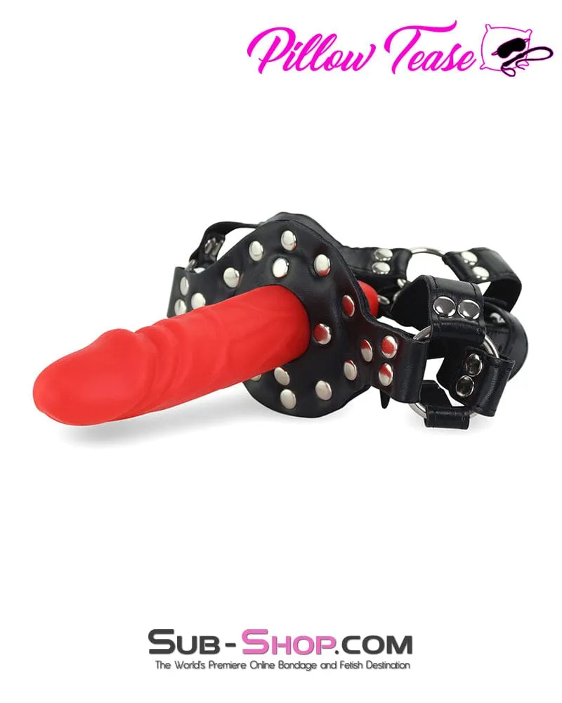 7334DL      Penis Gag Trainer with External Dildo. Red