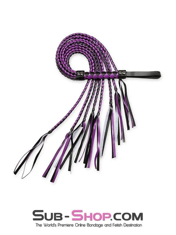 8806MQ      Black & Purple Braided Multi-Tail Flogger