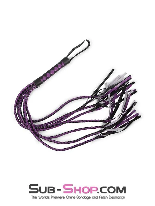 8806MQ      Black & Purple Braided Multi-Tail Flogger