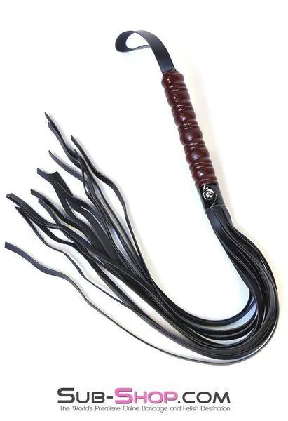 9032DL      To The Woodshed Wooden Handle 25 Flogger Whip