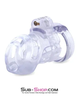 9321M-SIS      Forced Sissy Long Clear Male Chastity with Optional Prince Albert Insert