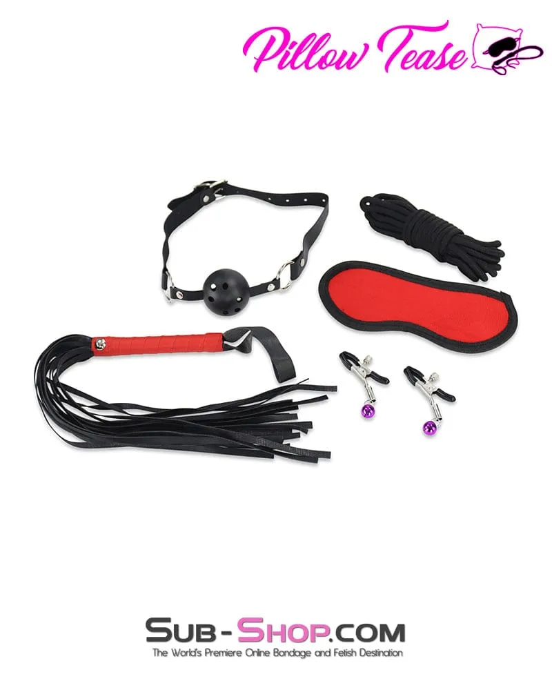 9756DL      Tie Me. Clamp Me. Whip Me 8 Pc Bondage Kit