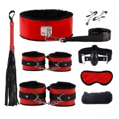 9756DL      Tie Me. Clamp Me. Whip Me 8 Pc Bondage Kit