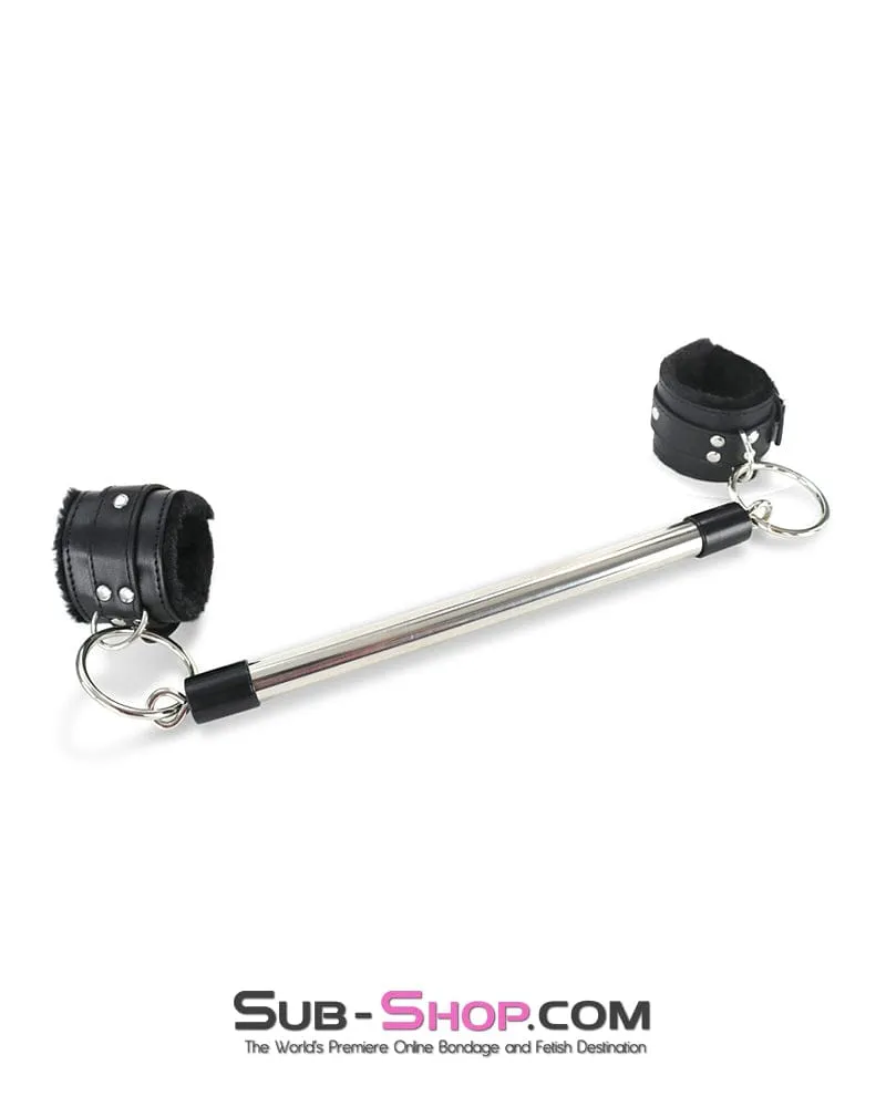 9889DL      Faux Fur Lined Bondage Cuff Spreader Bar Set