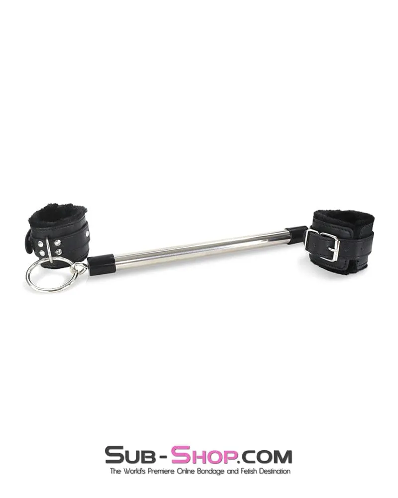 9889DL      Faux Fur Lined Bondage Cuff Spreader Bar Set