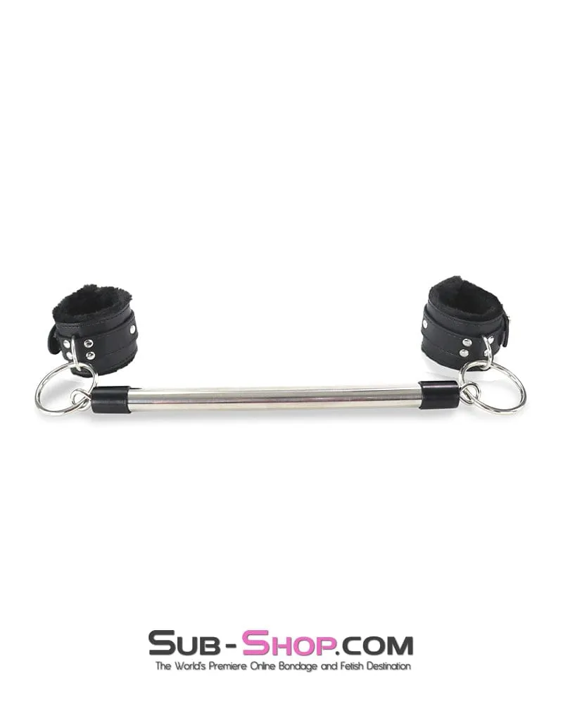 9889DL      Faux Fur Lined Bondage Cuff Spreader Bar Set