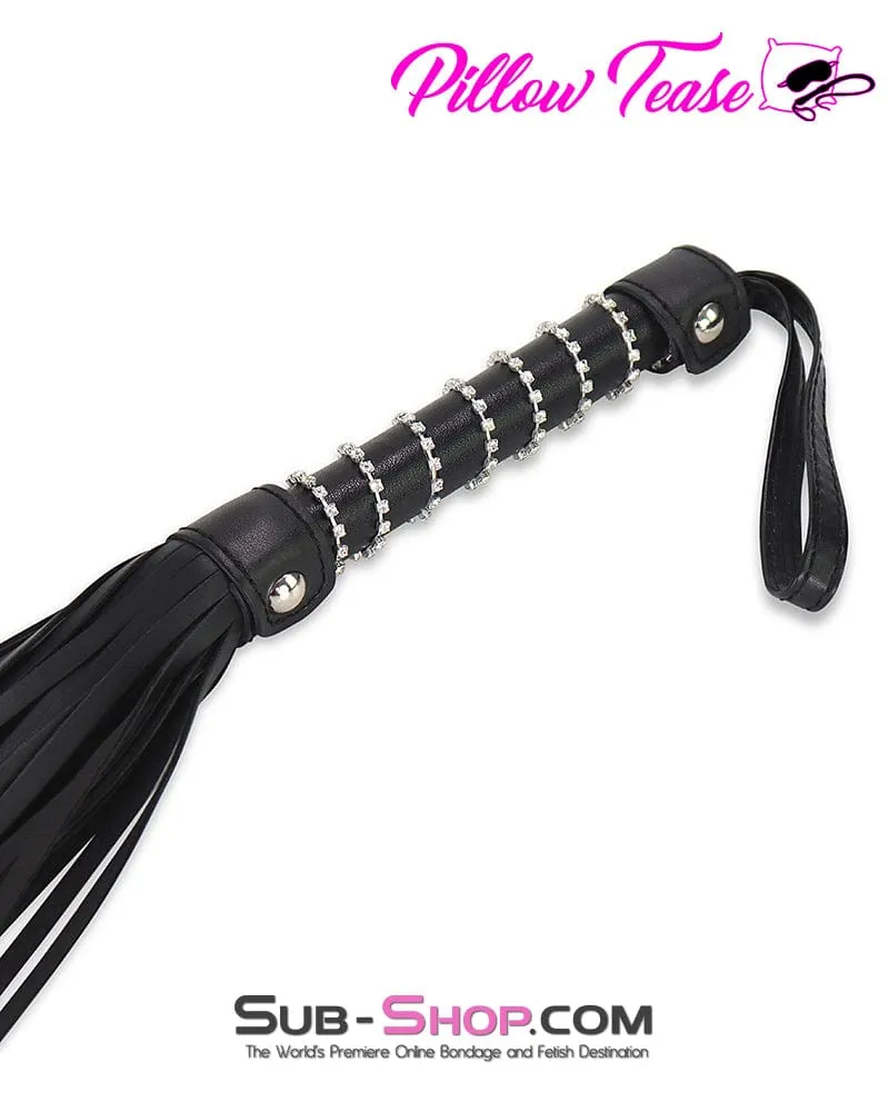 9952RS      Rhinestone Chain Handle 18 Black Whip