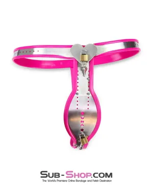 9997M  Domina's Discipline Steel Male Chastity Tube Belt with Pink Rubber Lining