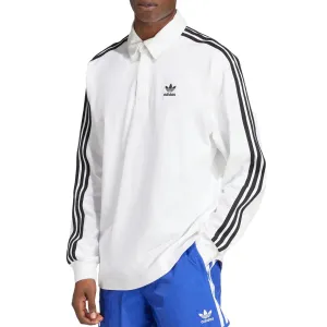 Adidas Adicolor Long Sleeve Rugby Polo Shirt - White