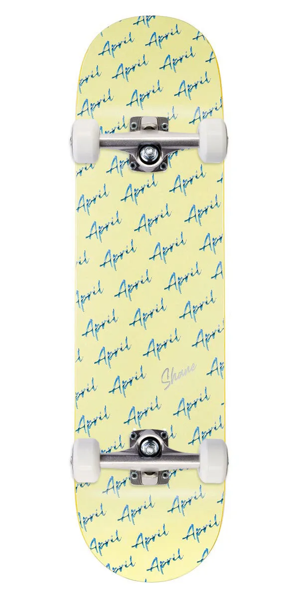 April Shane Script Logo Skateboard Complete - Yellow - 8.50"