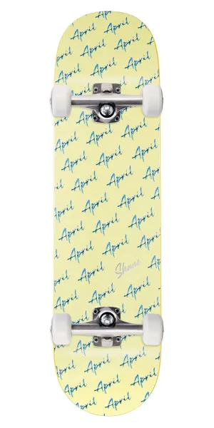 April Shane Script Logo Skateboard Complete - Yellow - 8.50"
