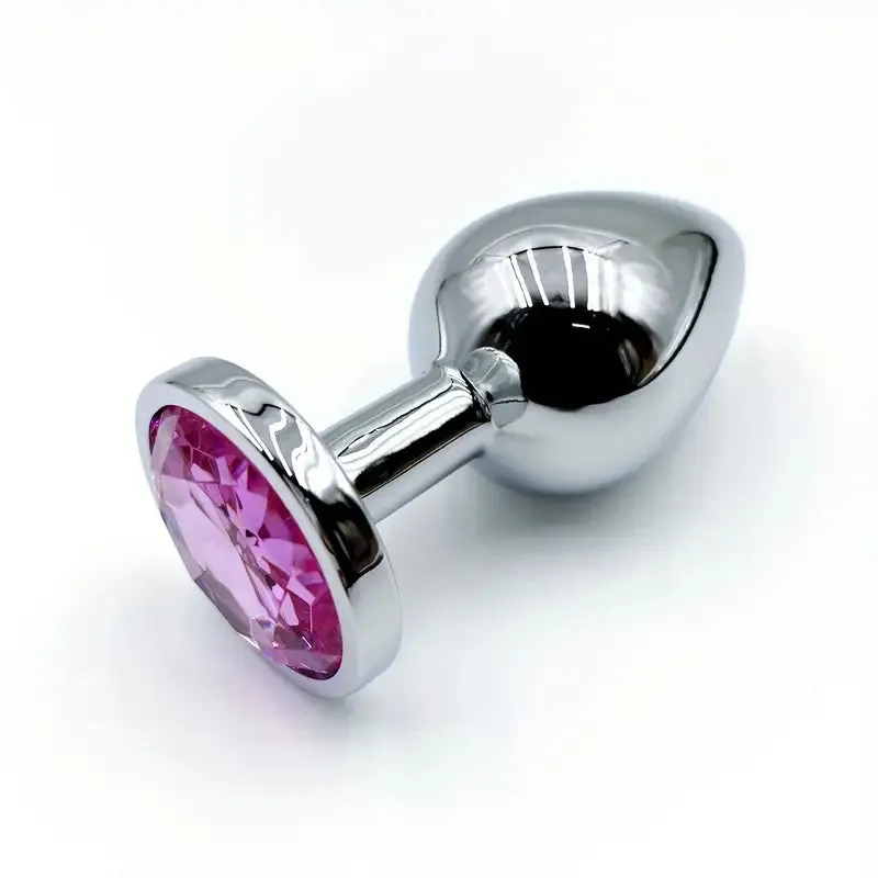 BDSM Metal Anal Plug With Gem Base For Beginner To Expert G-spot