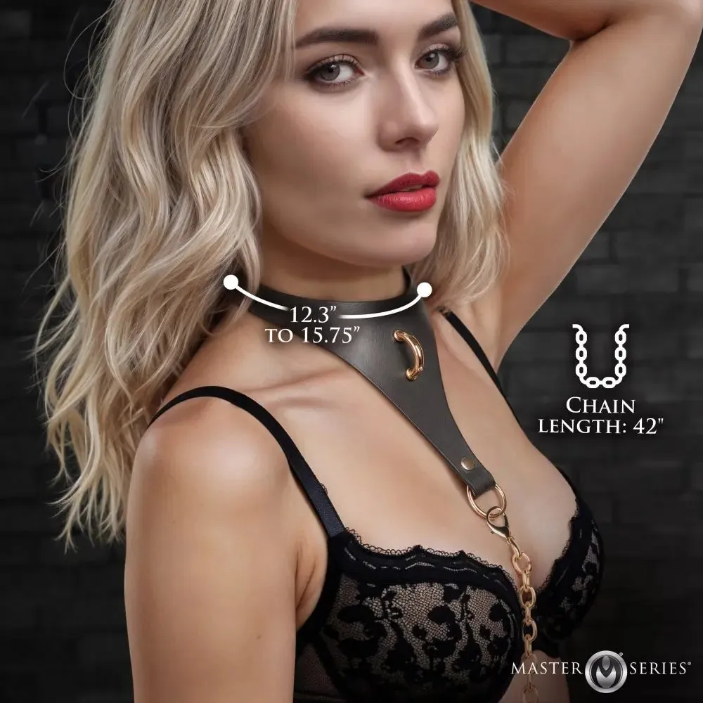 Bondage Collar Captivate BDSM Slave Collar with Body Chain - Black