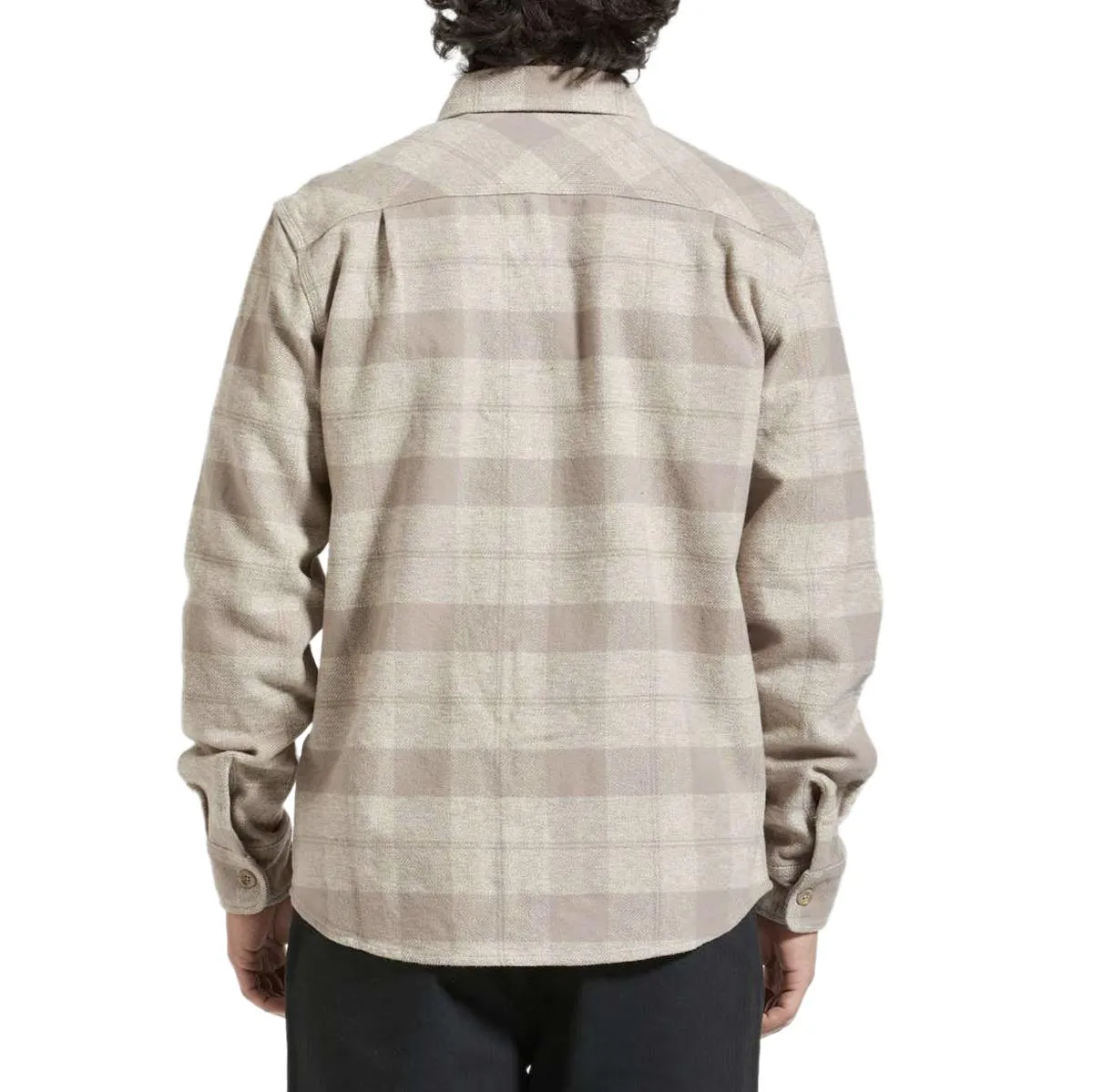 Brixton Bowery Heavyweight Long Sleeve Flannel Shirt - Off White/Cinder Grey