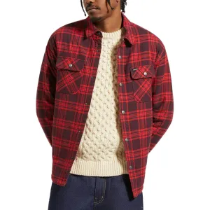 Brixton Bowery Quilted Long Sleeve Flannel Shirt - Bright Red/Mahogandy