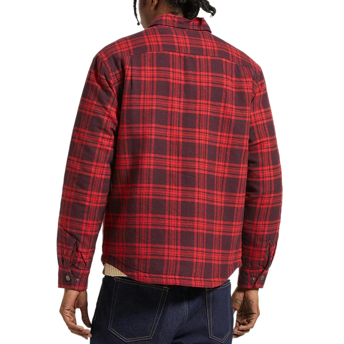 Brixton Bowery Quilted Long Sleeve Flannel Shirt - Bright Red/Mahogandy