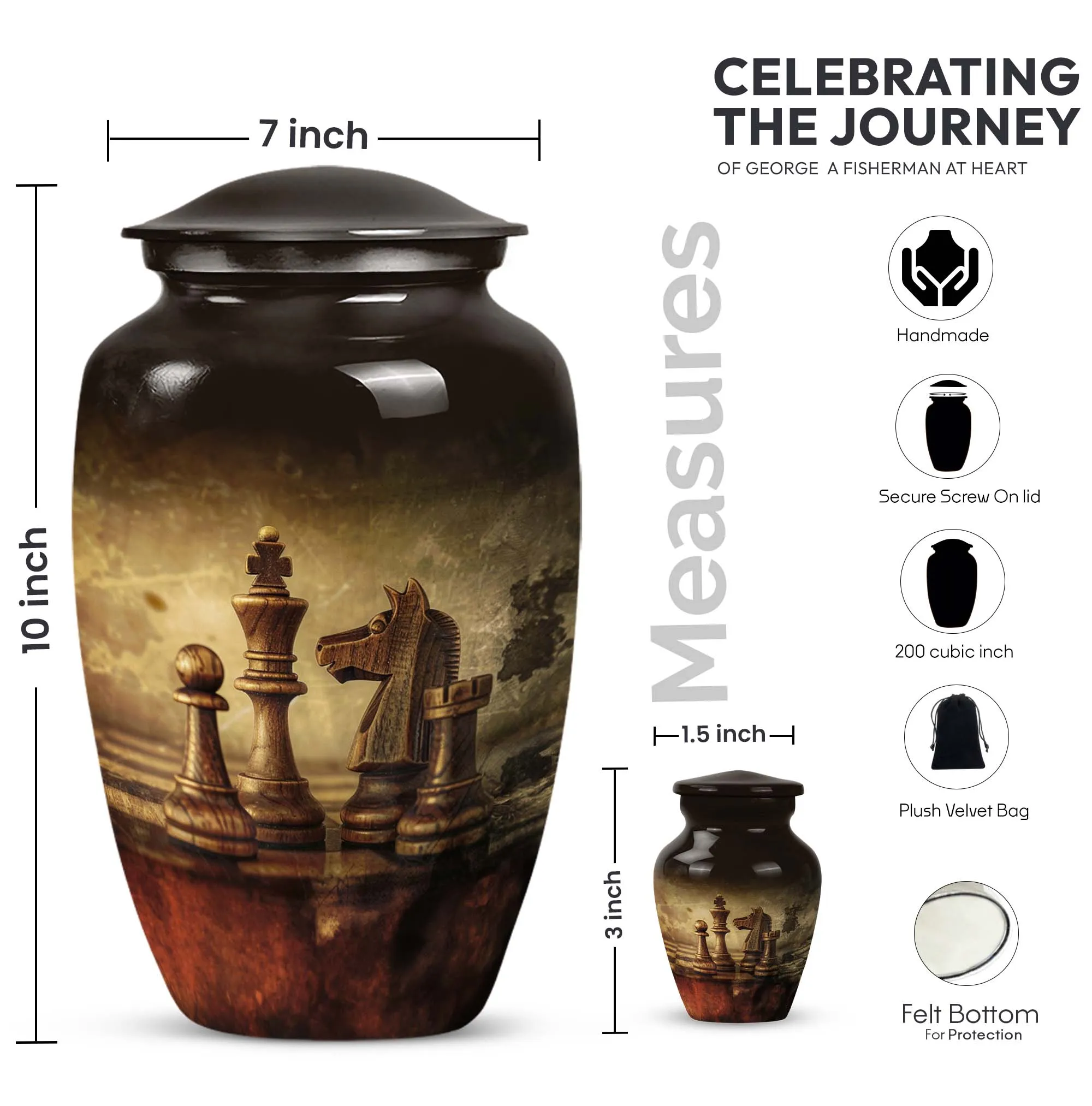 Chess Cremation Urn: Large Urn For Champions - Customizable