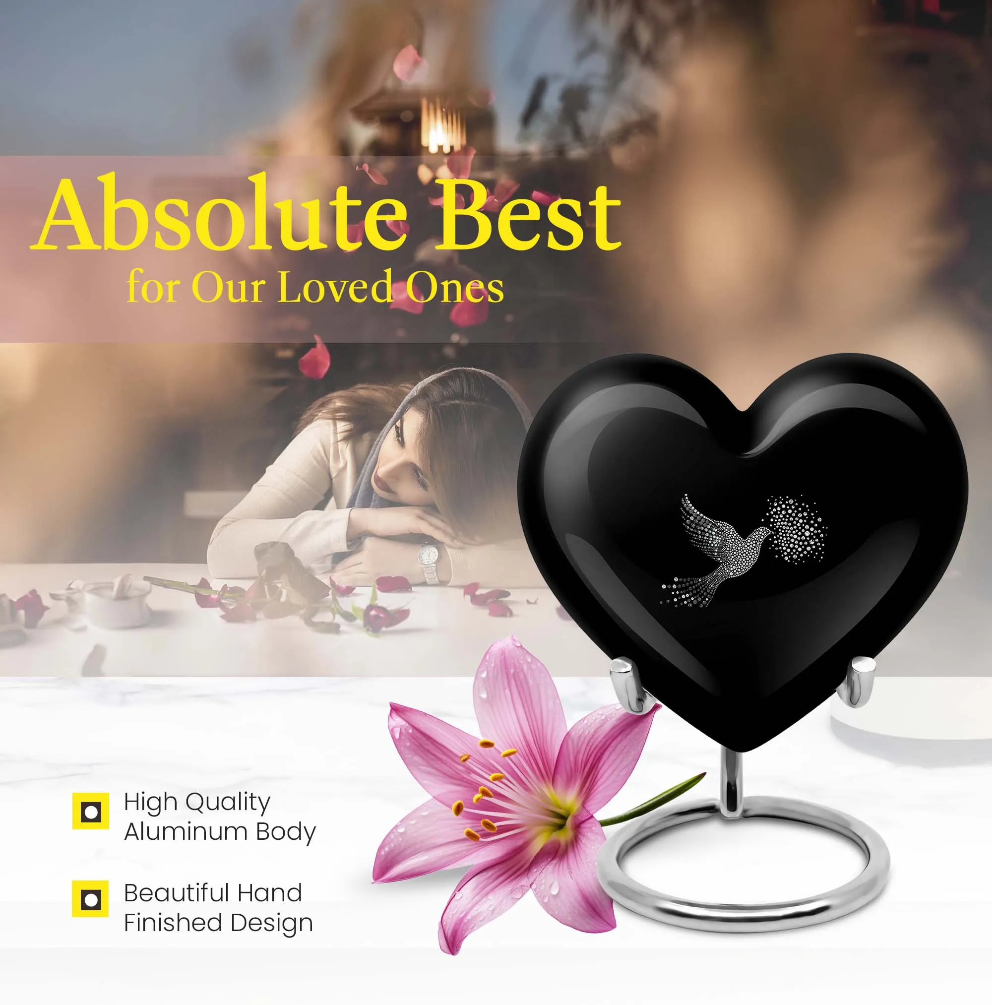 Dove Urn Cremation Pride - Eternity Heart Unveiled for Adult Ashes