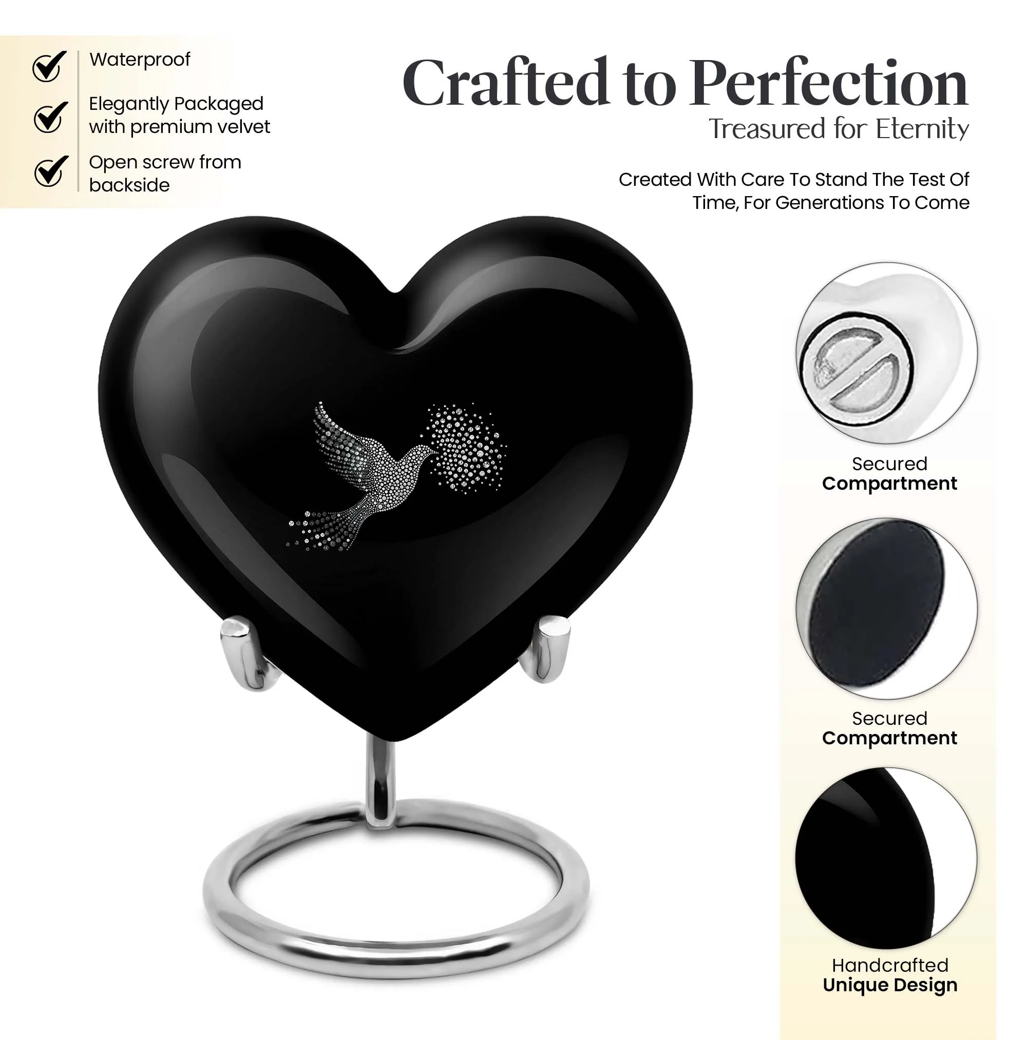 Dove Urn Cremation Pride - Eternity Heart Unveiled for Adult Ashes