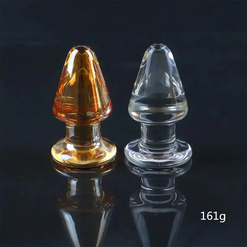 Elegant Amber Glass Anal Plug G-Spot Stimulation Smooth Finish Toy