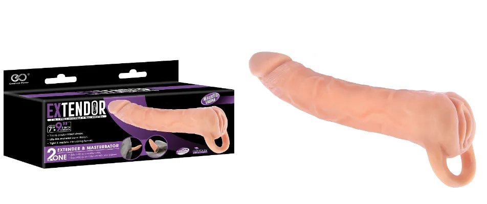 EXTENDOR TWO IN ONE 9 PENIS EXTENDER AND MASTURBATOR FLESH