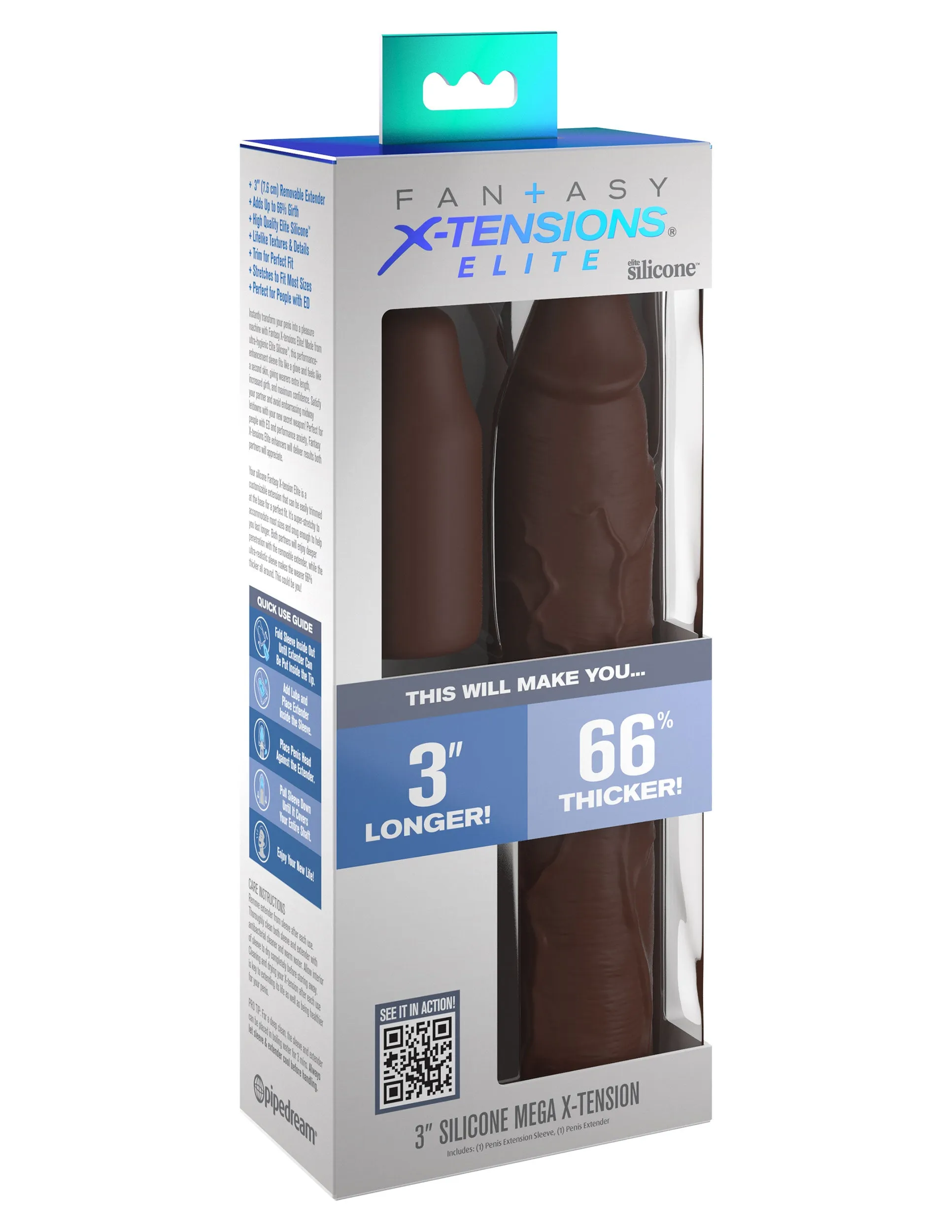 Fantasy X-tensions Elite - 3 Silicone Mega X-tension - Brown