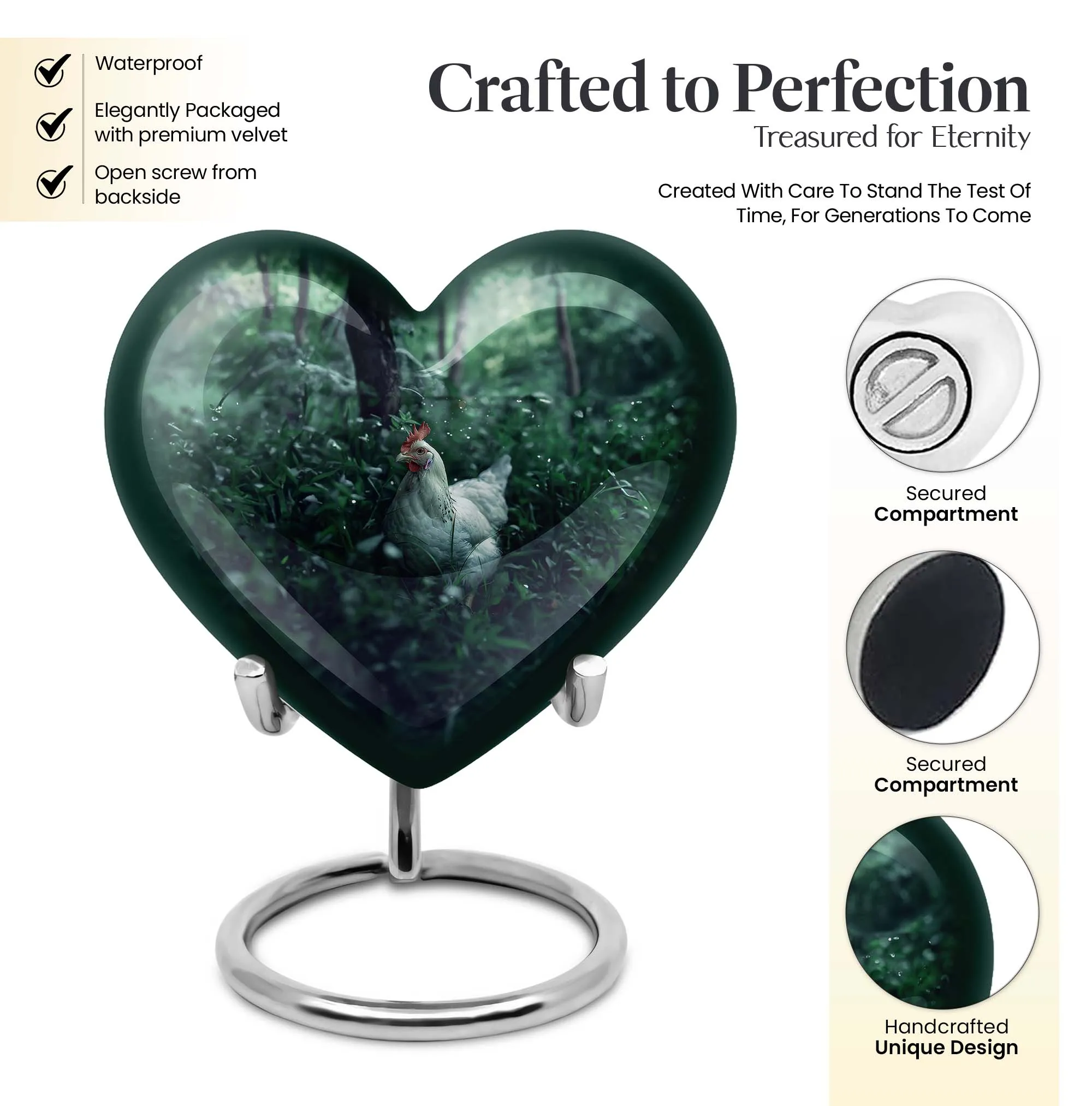 Grand Legacy Chicken Heart Memorial Urn for Male, 200